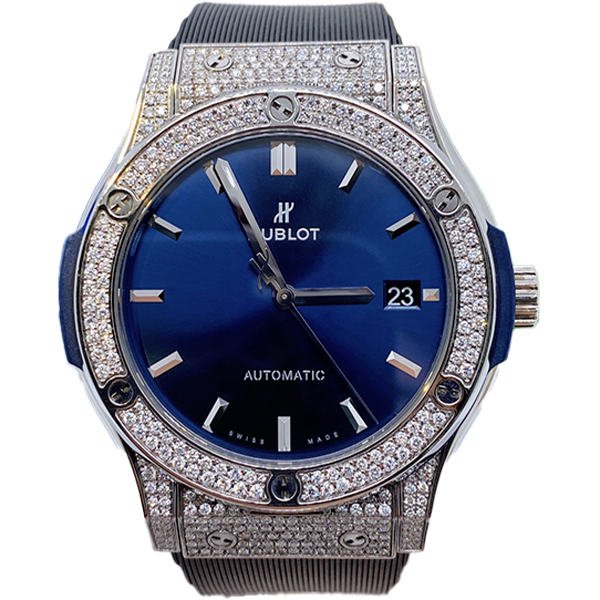 99新 Hublot/宇舶表 老佛爷/宇舶511后升级镶钻/自动/单表/45mm