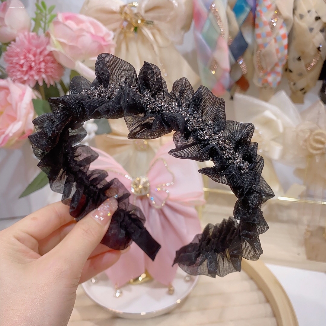 网纱褶皱发箍质感新款ins精致百搭少女简约洗脸头饰2023时尚