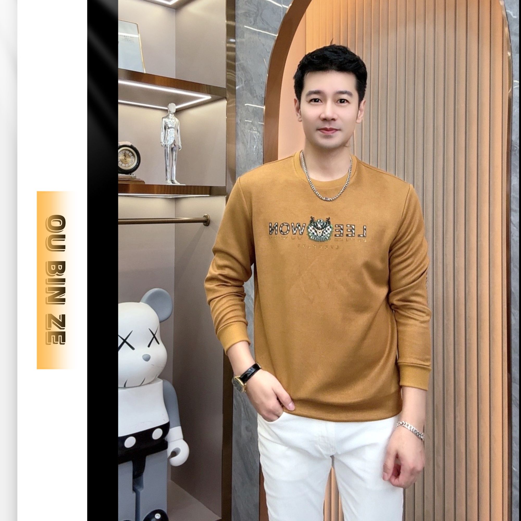 清 欧彬泽【一鹿有你】欧货长袖卫衣秋冬男装圆领休闲时尚百搭5155