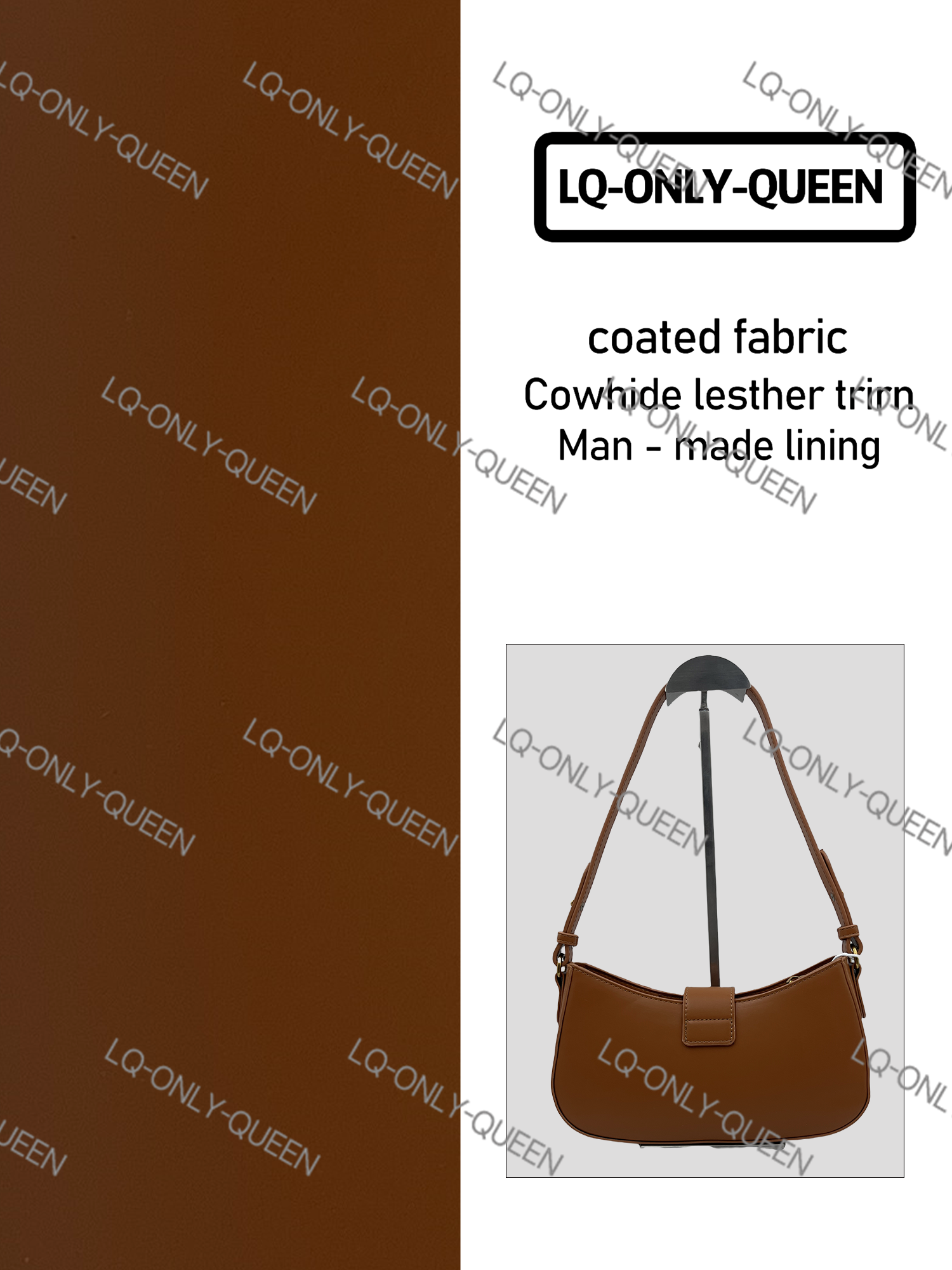 LQ-ONLY-QUEEN手工真皮女包金门腋下包棕色