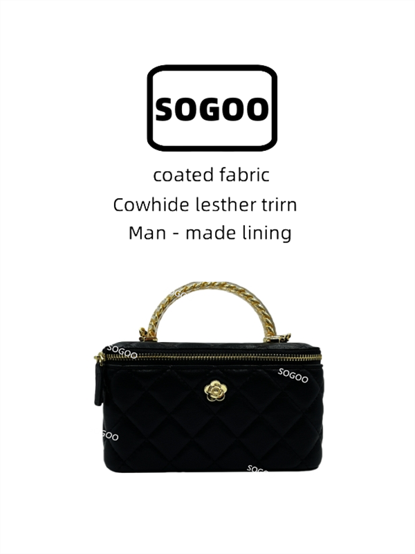 LQ-ONLY-QUEEN手工真皮女包小金花盒子黑色