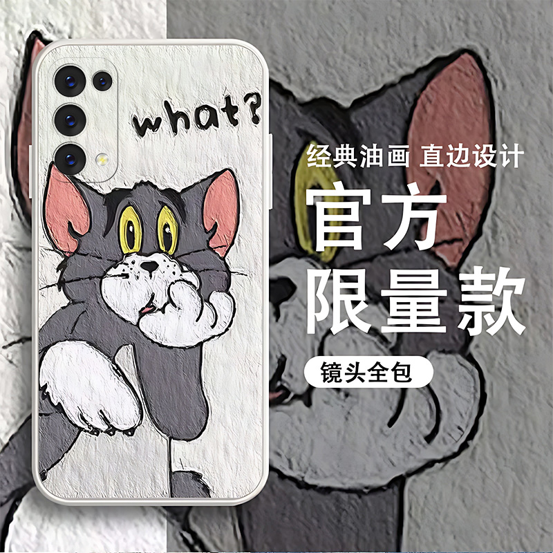 适用于OPPOreno5手机壳全包边汤姆杰瑞硅胶保护壳新款男女网红ins