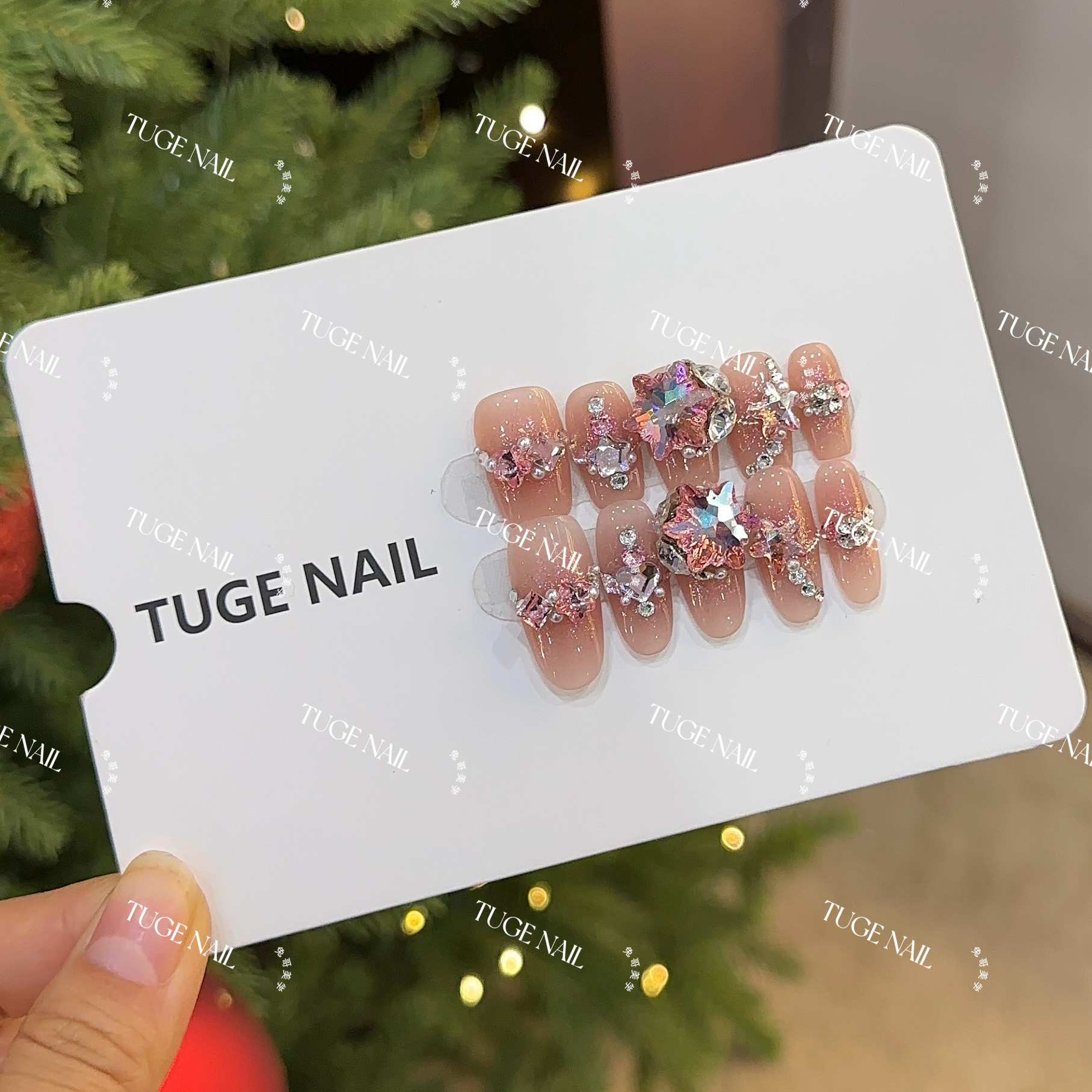 TugeNail“雪花”【施家全华】爆闪猫眼美甲复古设计师款穿戴甲TGLI