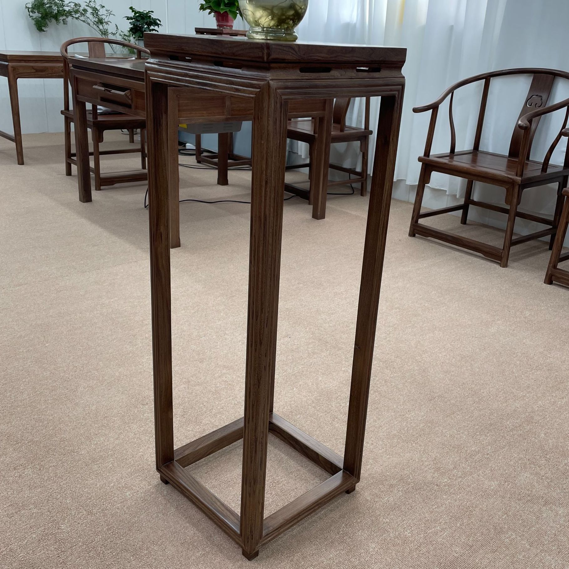 新中式实木榫卯整装花架客厅阳台花架置物架盆景架子