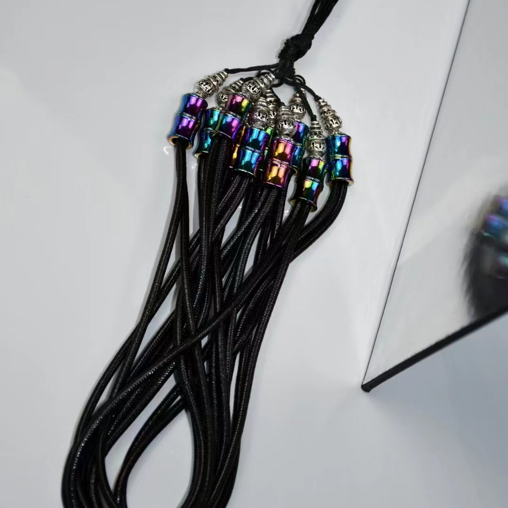 炫彩不锈钢弹弓牛皮失手绳挂件手把件挂绳高档挂绳失手链