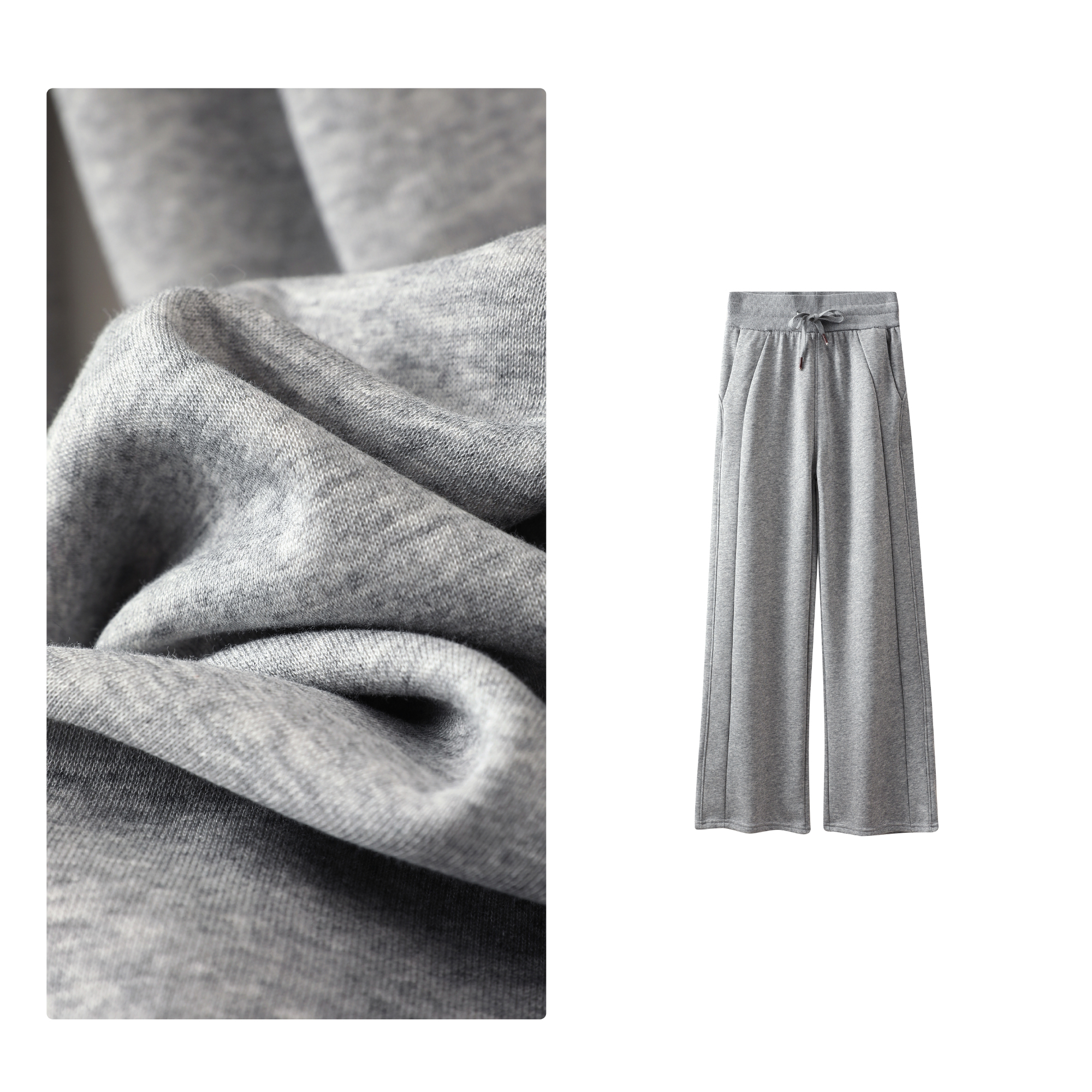 B 门店3&49！lu系好裤型，显瘦显腿长/加绒高腰休闲阔腿裤 C19221