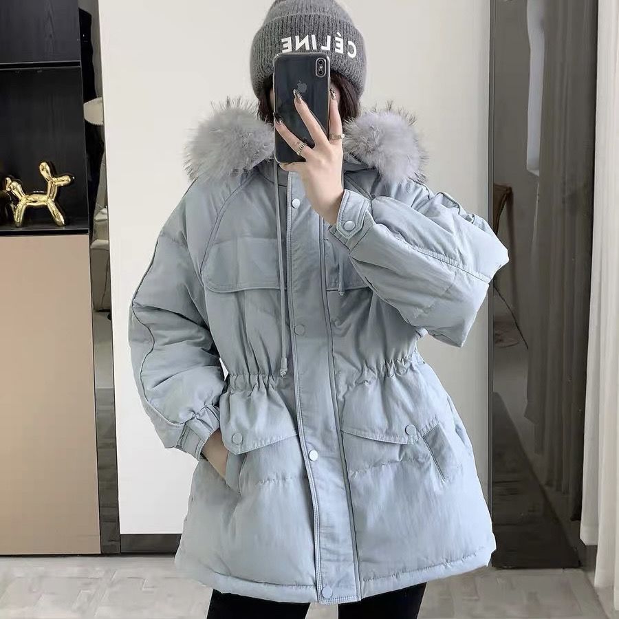 2023新款韩国东大门羽绒服女大毛领韩版宽松网红爆款派克服加厚