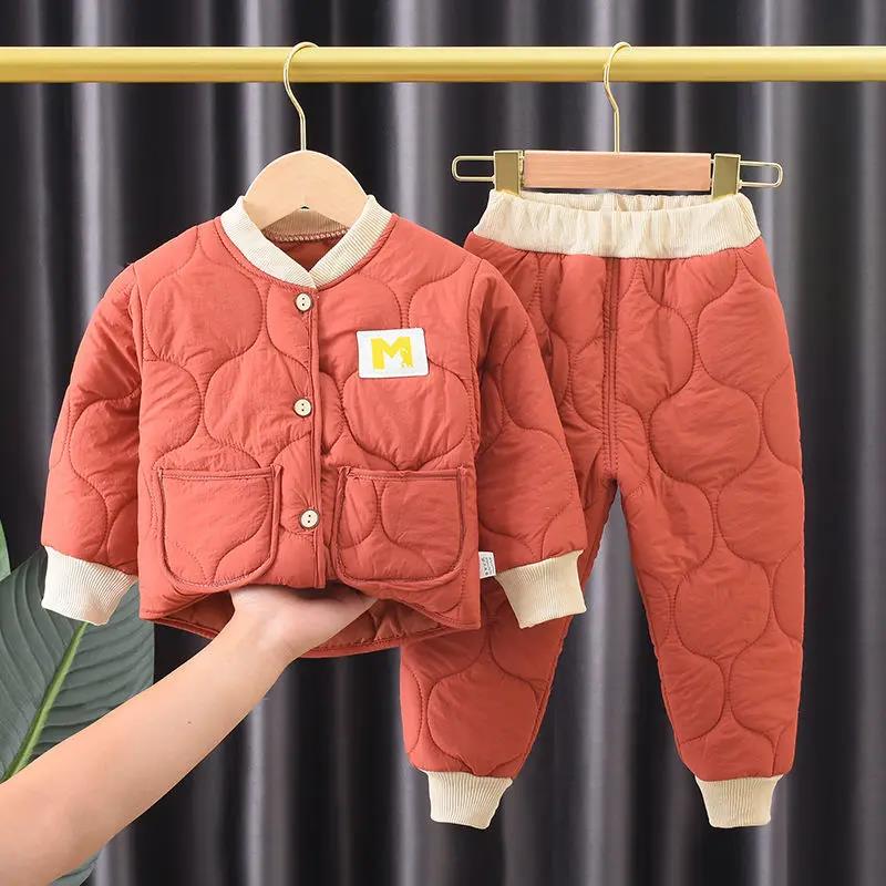 秋冬新款儿童棉服套装男女宝宝棉衣棉裤居家户外两件套中小童睡衣