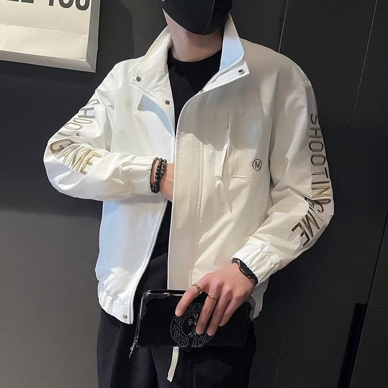 【小扬哥直播推荐】套男士春秋季痞帅潮流男装休闲翻领刺绣工时尚