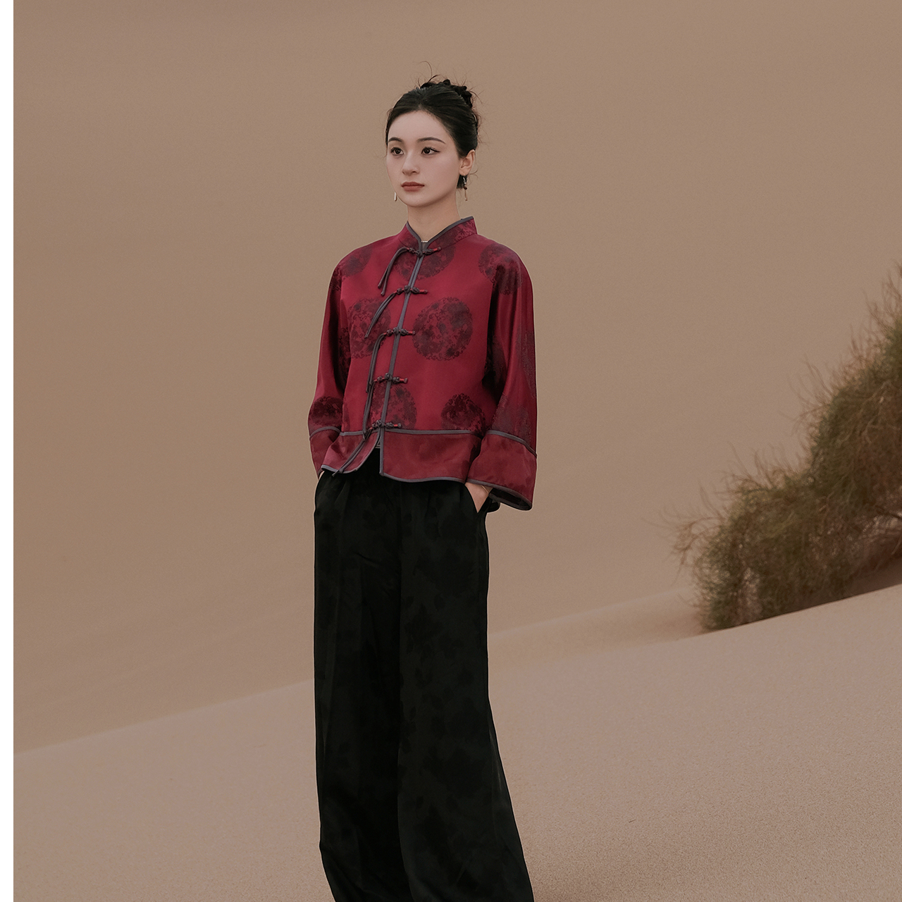 盛唐牡丹福禄新中式国风库缎外套