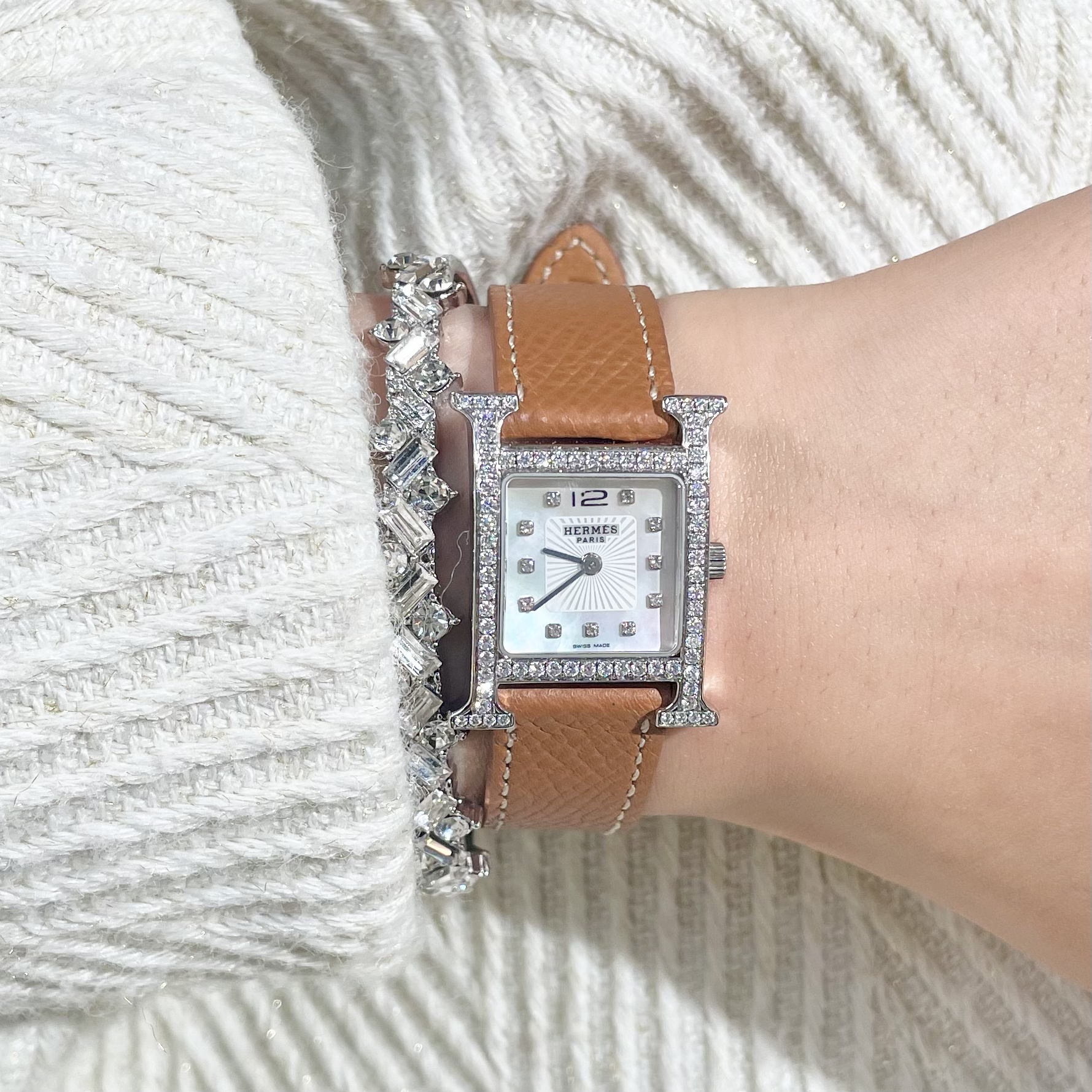 95新 Hermes/爱马仕 Vintage中古表/HHour石英表/后钻/HM016