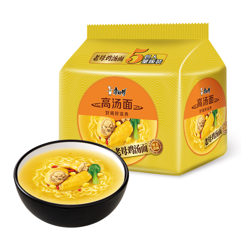 康师傅高汤面老母鸡汤面老母鸡汤味 520g(104g*5包)