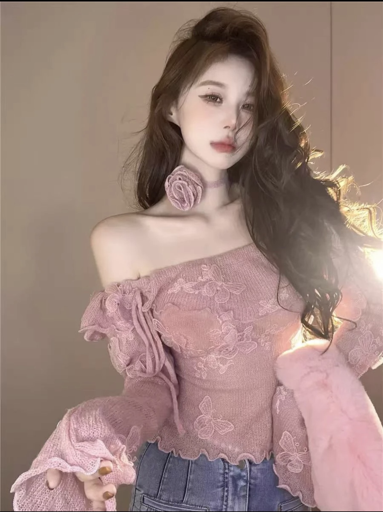 【直播间扣号9-19专用】纯欲蕾丝甜辣气质修身长袖设计感针织后妈裙