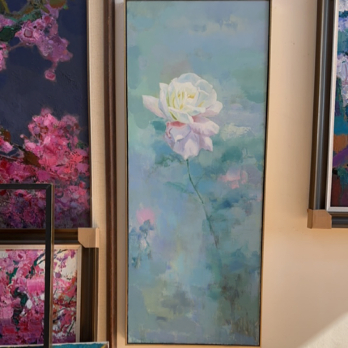 苏隆穆老师的原创手绘布面油画，玄关玫瑰花画面尺寸60*150厘米！