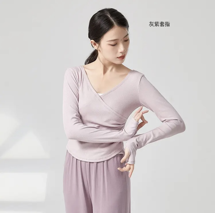YoYo 现代舞练功服古典舞春秋长袖套指舞蹈服艺考跳舞上衣女