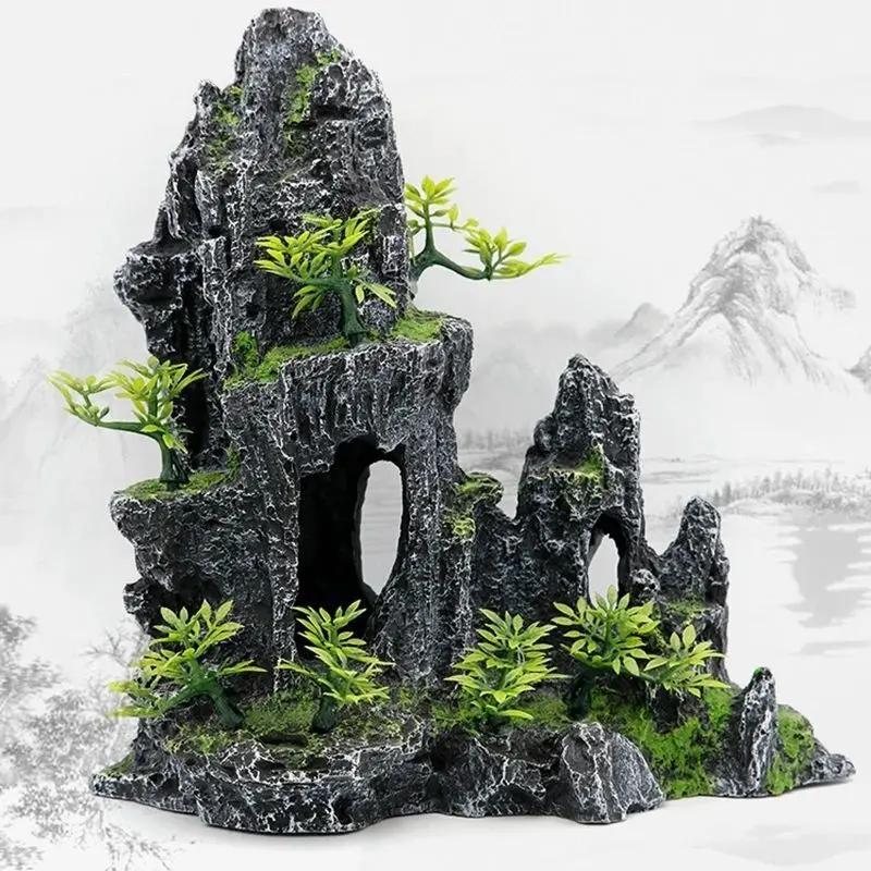 鱼缸水草植物懒人水草造景树脂假山石水族箱装饰仿真假山创意摆件