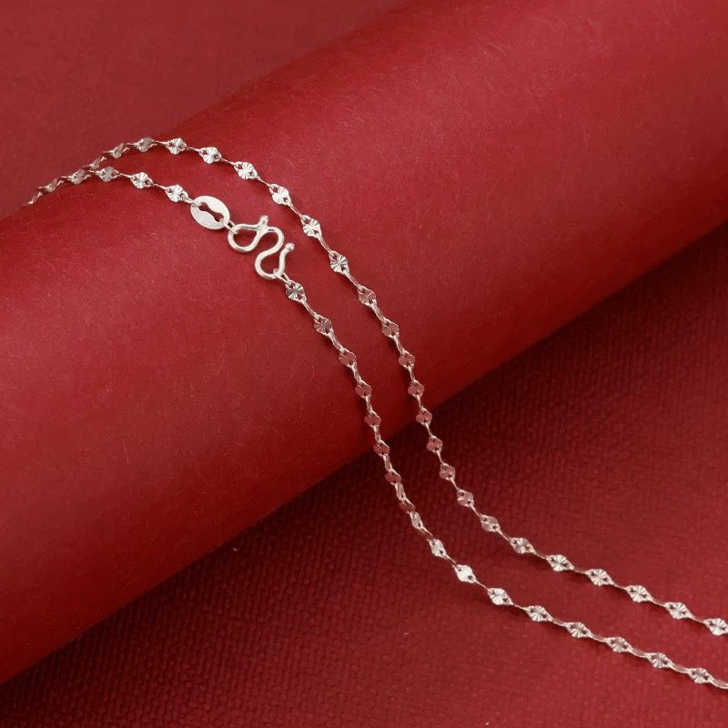 吊坠足银 9999纯银项链女雪花链素链足银链子 吊坠链条锁骨链颈链