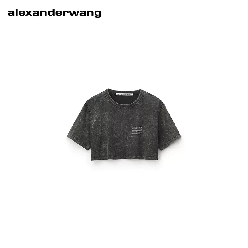 全新未使用alexanderwang亚历山大王女士酸洗短款圆领t恤_二手商品- 大