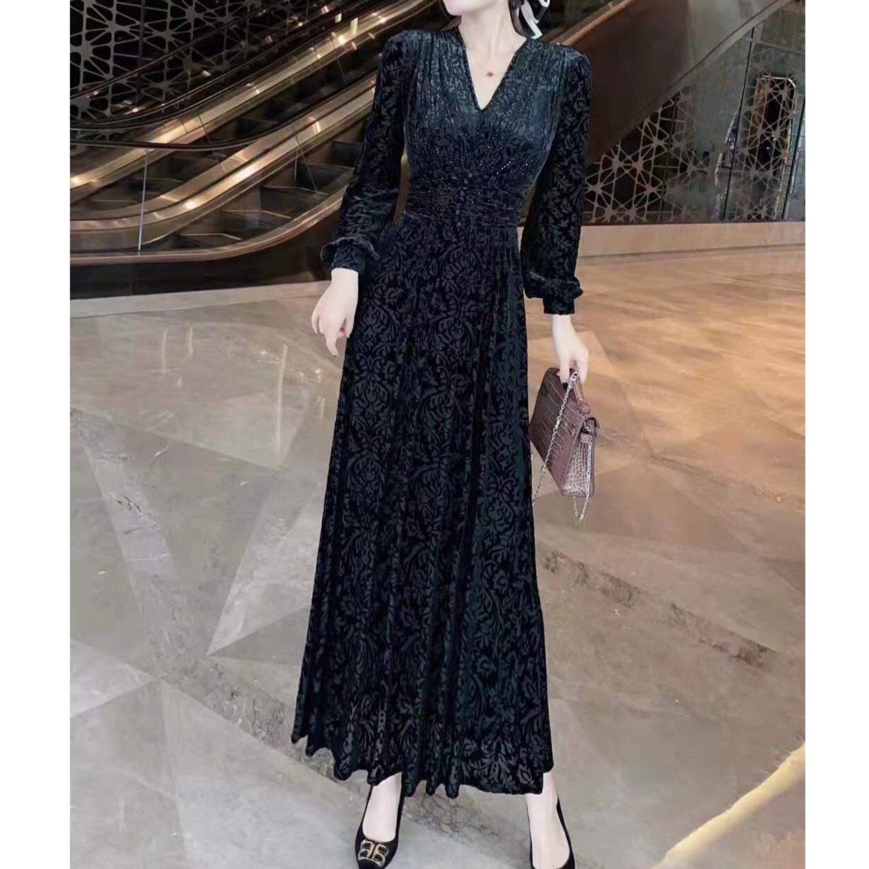 新款法式浪漫优雅气质女人味连身连衣裙13