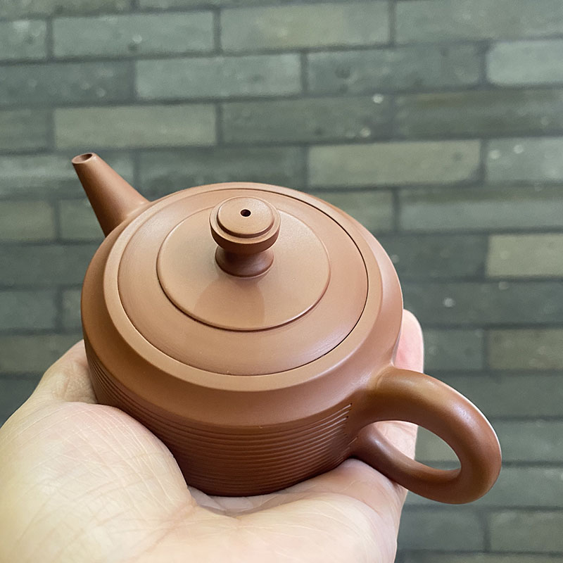 吴翰老师作品手拉壶潮州全手工朱泥壶紫砂壶工夫泡茶壶周盘千线壶