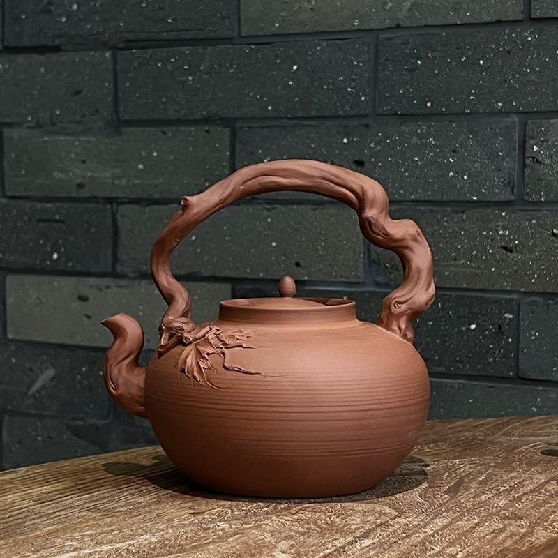 林于凯作品全手工老岩泥烧水煮茶壶家用户外中式提梁壶大容量陶壶