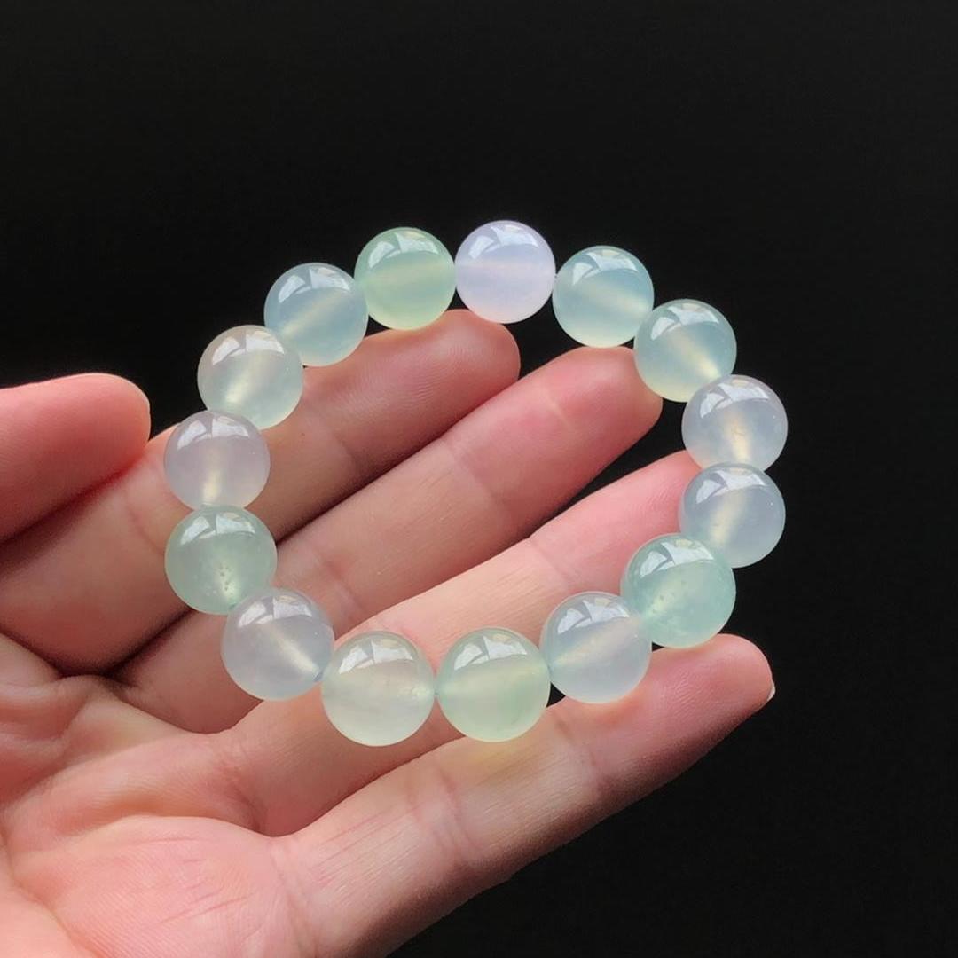 青璃 恒沙翡翠天然A货翡翠圆珠手串女士款 工厂直供气质轻奢热卖 