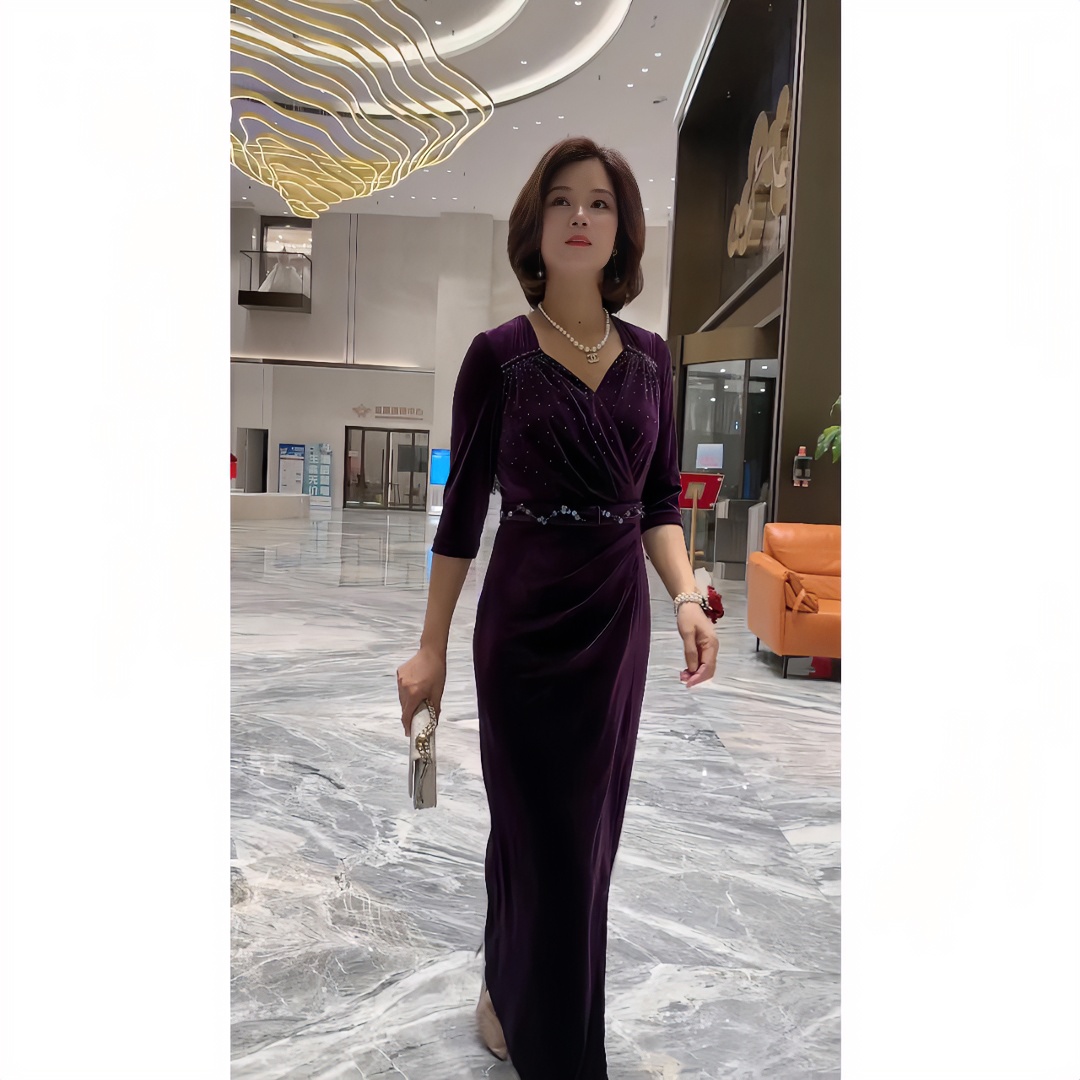 1768喜婆婆喜妈妈轻奢迎宾敬酒上台高定丝绒高贵婚礼喜婆婚礼服