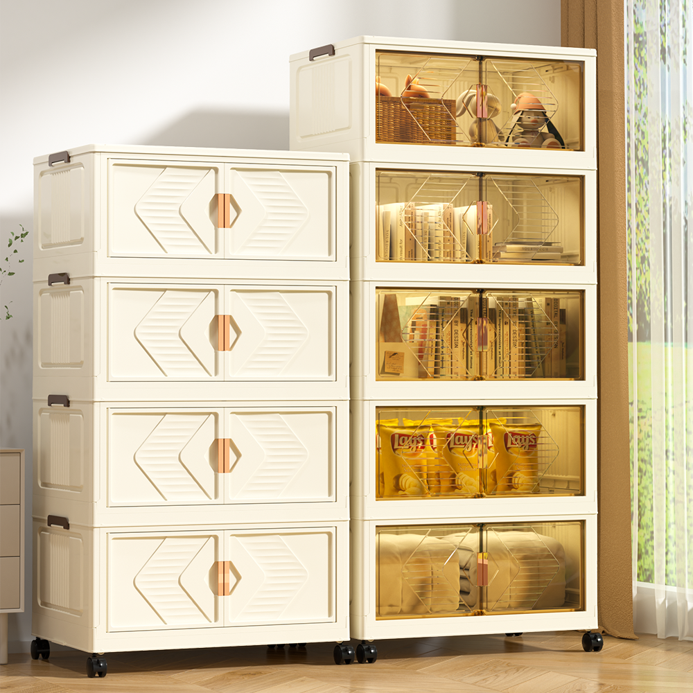 【55CM五层】XM可折叠收纳储物柜客厅塑料收纳柜零食储物柜扶手箱