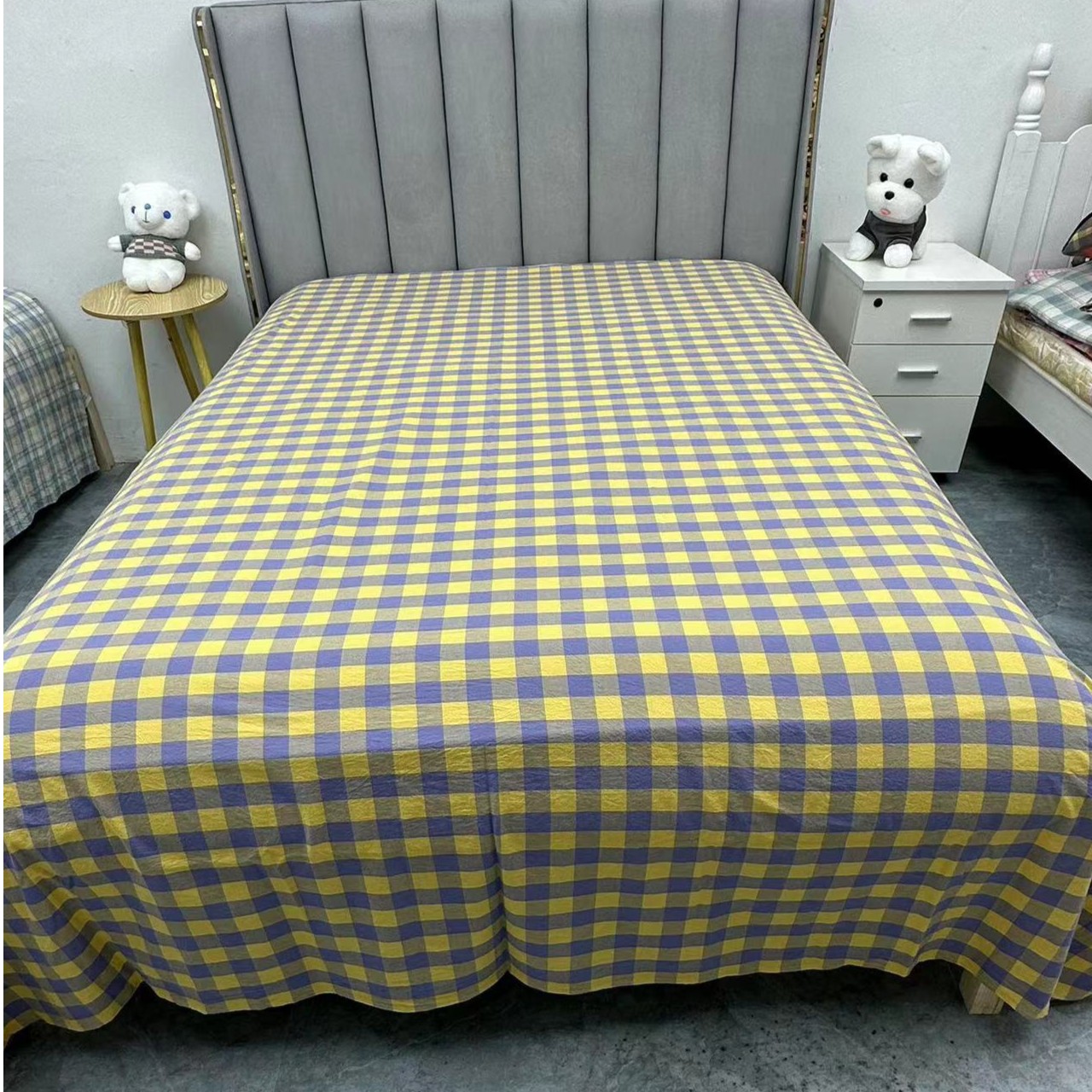 A类全棉色织水洗棉床单格子双面多功能纯棉布床床垫子单人床单