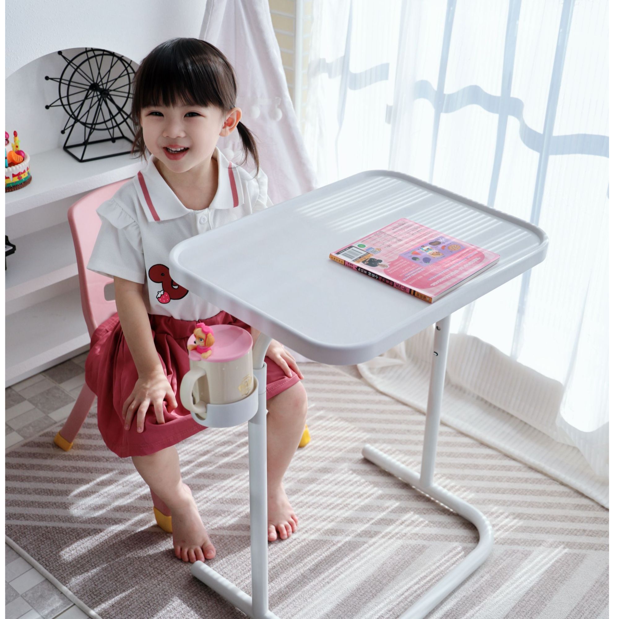 儿童阅读小桌子床边桌可移动升降电脑桌家用床头沙发边几小推车
