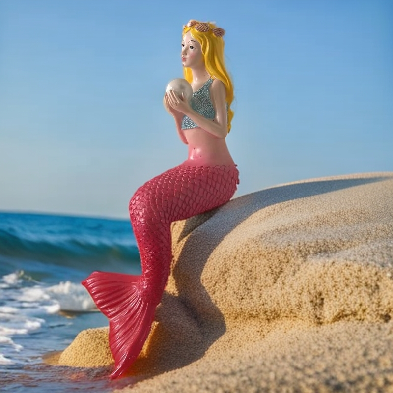 史克森捧着珍珠美人鱼摆件鱼缸水池花园庭院树脂工艺品