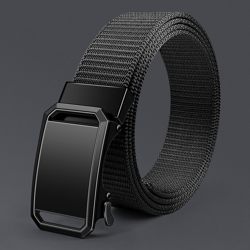 男士合金自动扣皮带百搭高档腰带户外运动帆布裤带编织裤腰带