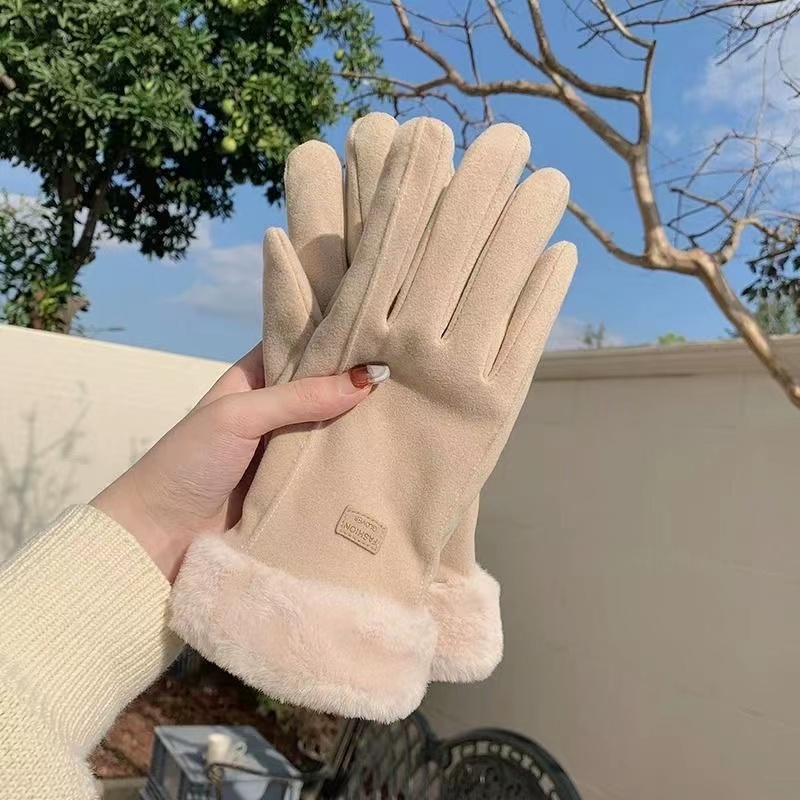 保暖手套防寒骑车手套女冬季可爱加绒加厚女士手套冬天防风可触屏