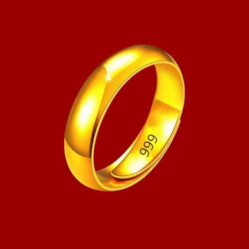 铜合金戒指 金色光面戒指男女款招财素圈戒指情侣款送礼