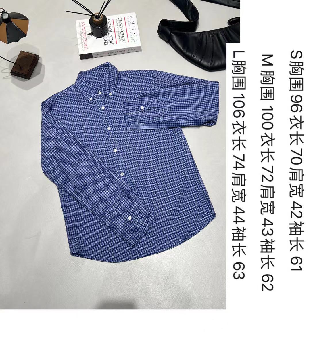 美式学院风 喵风初秋气质蓝格子棉质衬衫休闲百搭潮流宽松