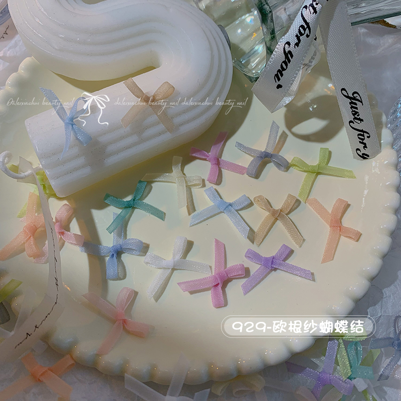 美甲网红欧根纱蝴蝶结 春夏新款镂空蕾丝飘带指甲穿戴甲装饰品929