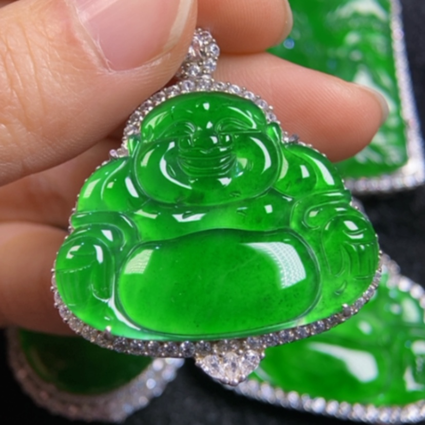 【闪购商品】翡翠吊坠银S925镶嵌佛公