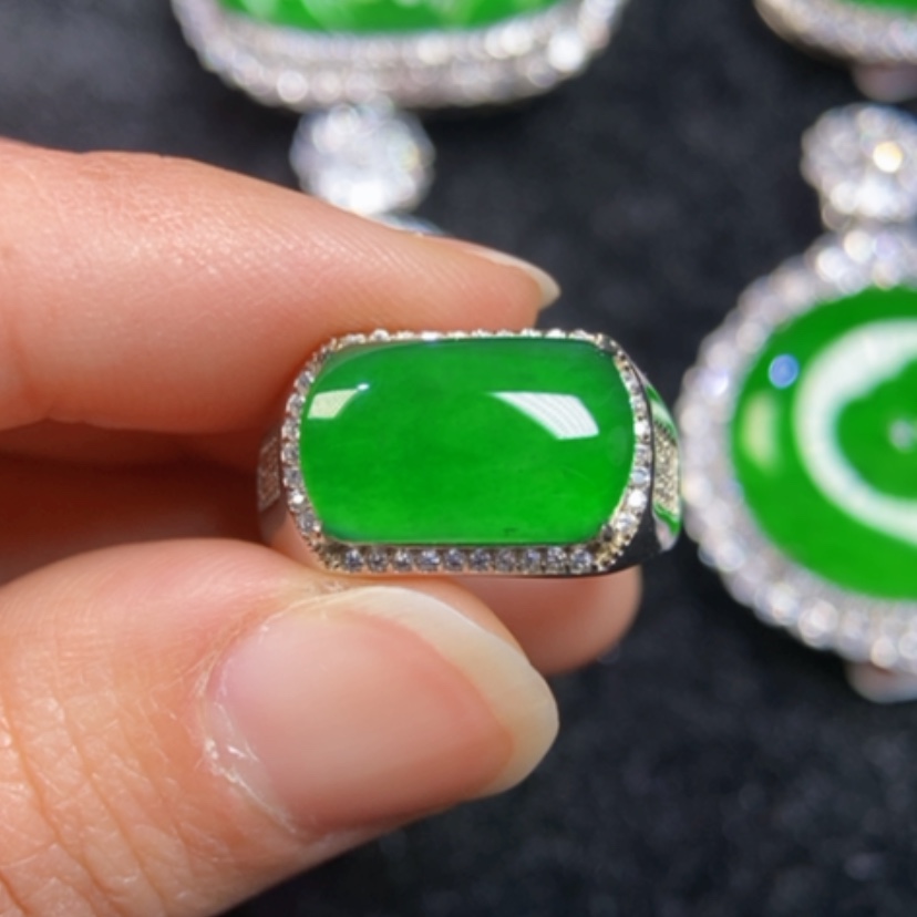 【闪购商品】翡翠男戒银S925镶嵌男戒