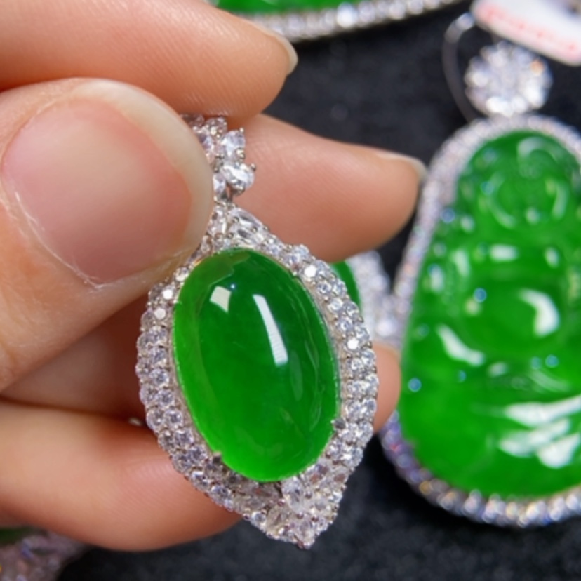 【闪购商品】翡翠吊坠银S925镶嵌吊坠