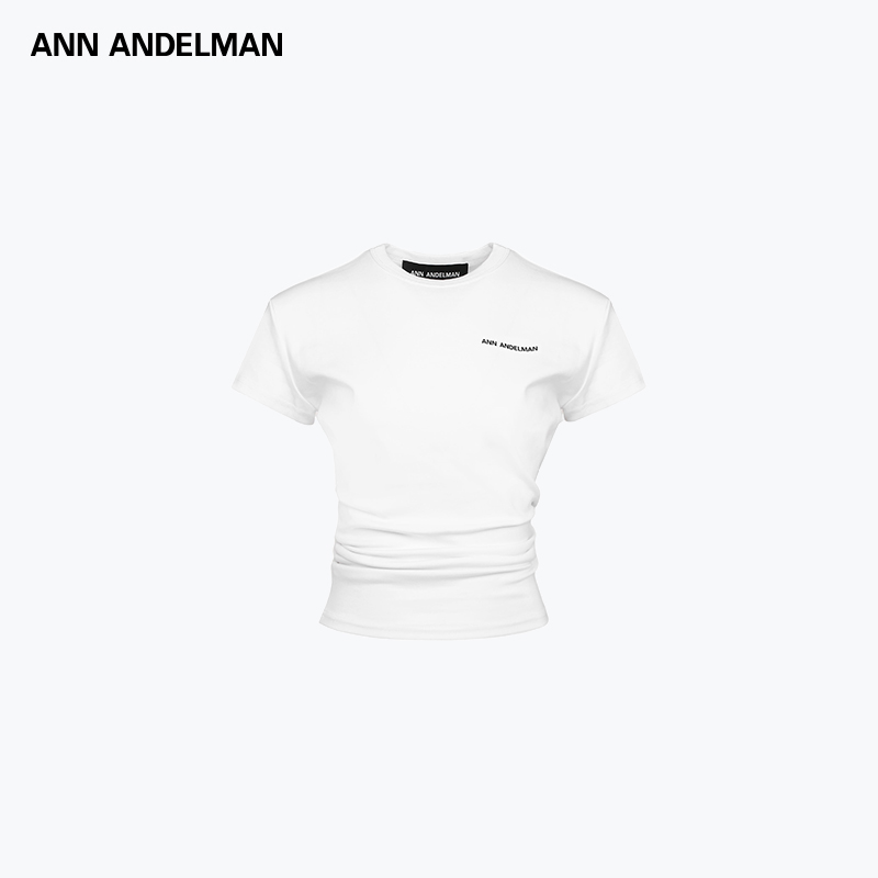 【痞幼同款】ANN ANDELMAN 25秋冬 叠褶短袖垂感时尚纯色修身t恤 