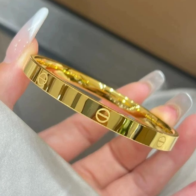30.92克足金999.9卡家亮面实心满天星57号圈口女士一字黄金手镯