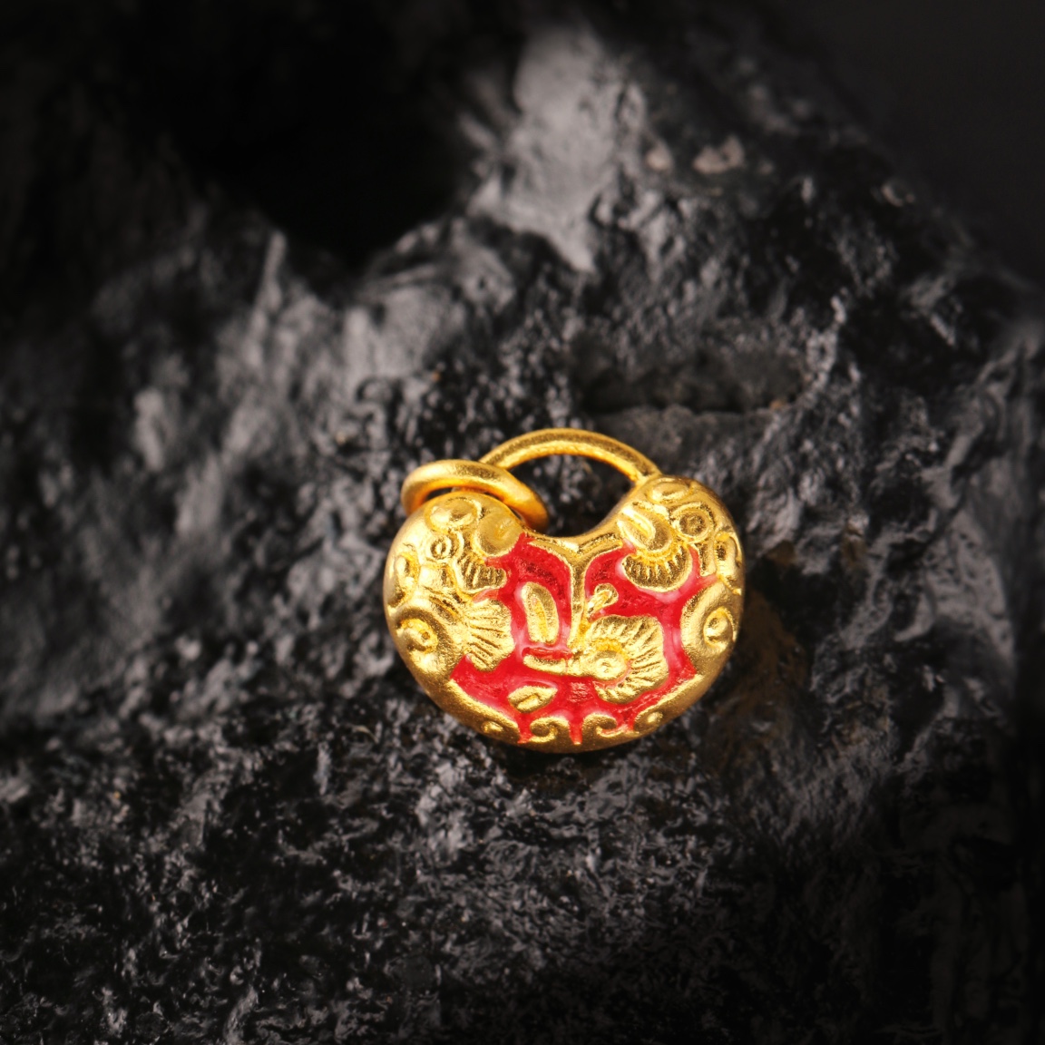 2.22克足金999福袋款小配件传承古法红色珐琅彩工艺可编绳手链