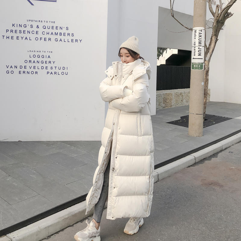 鸭鸭2023爆款服女长款过膝加厚保暖冬季韩版宽松外套潮