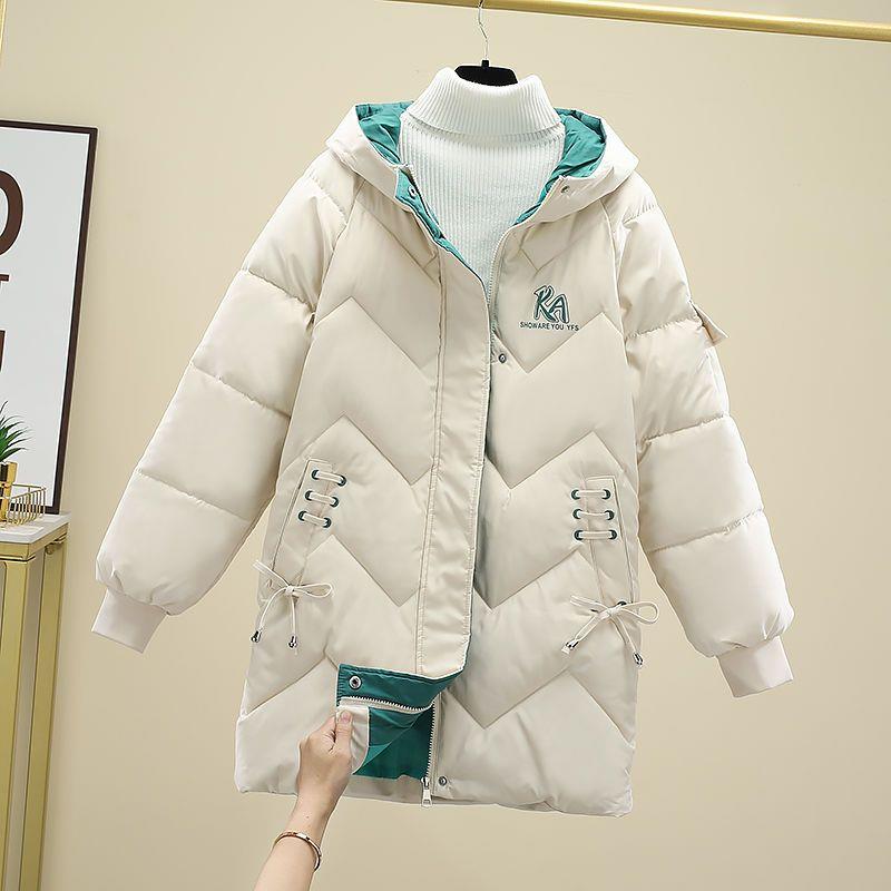 鸭鸭羽绒羽绒服女2023新款韩版棉衣女中长款冬季宽松加厚棉袄保