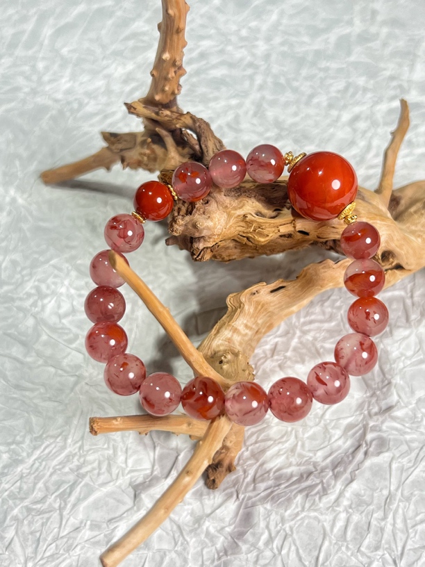 【狒狒】红妍 圣诞快乐 | 南红冰飘手串 多样性发货