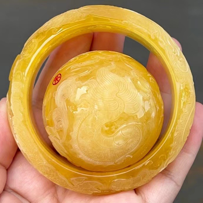 精品纯天然琥珀蜜蜡大手镯蜜蜡手镯收藏品