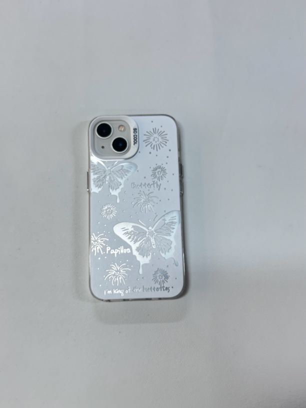 创意银白镂空蝴蝶苹果手机壳适用多型号防摔镭射保护套