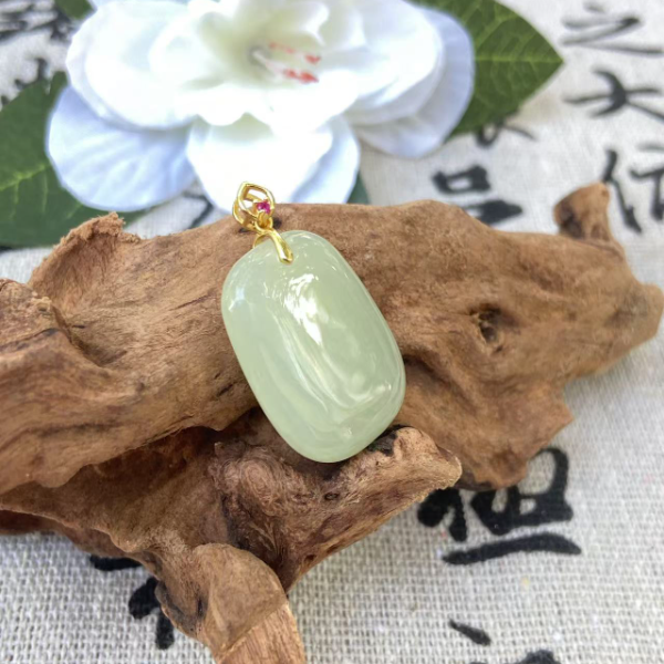 【歌瑞缇珠宝】G27 S925和田玉无事牌吊坠约--多样性发其一 不含链