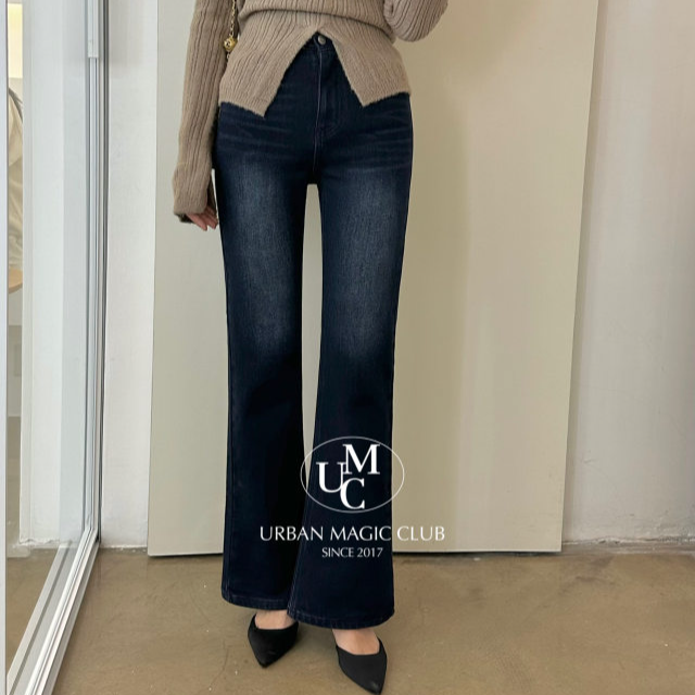 URBAN MAGIC【抓绒喇叭牛仔裤】秋冬弹力高腰显瘦喇叭女牛仔裤-R019