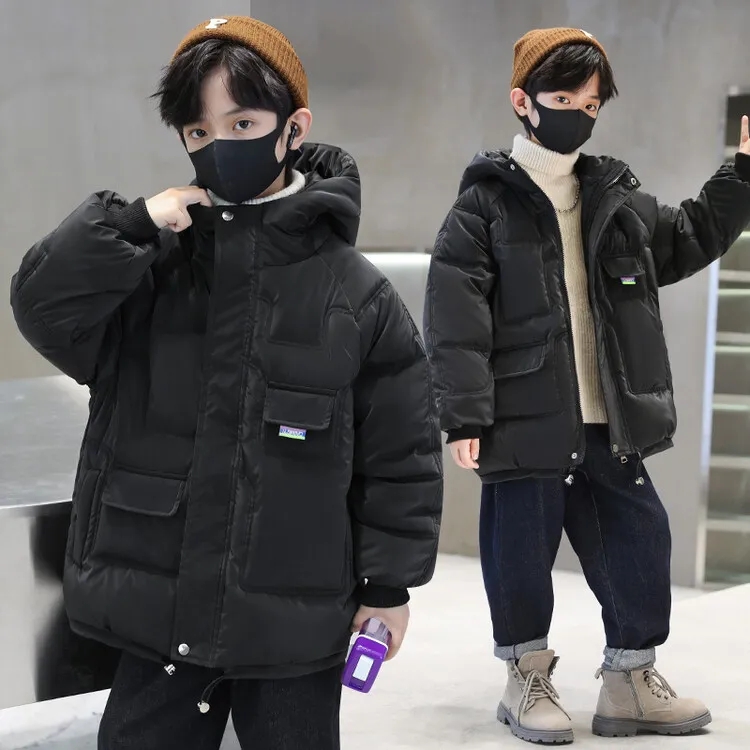 男童2023新款冬季加厚免洗中大童棉服网红防风保暖连帽外套棉袄